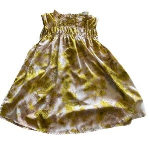 Joie Yellow and White Smocked Sleeveless Top